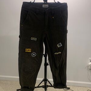 Caterpillar Brown Work Pants with Logo Patches